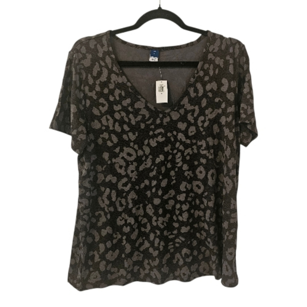 Black Leopard Print Old Navy Women's Short-Sleeve Luxe T-Shirt